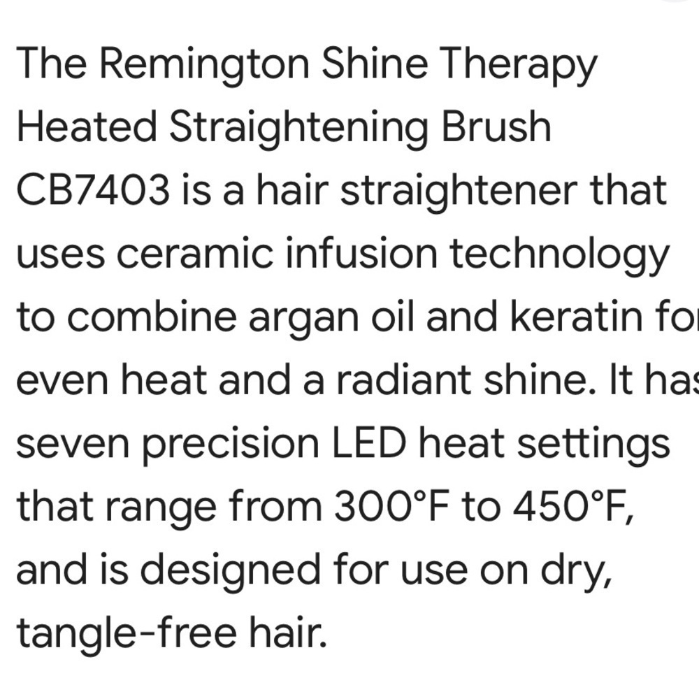 Remington Shine Therapy hair Straightening Brush NEW ceramic technology infusion - Picture 7 of 8